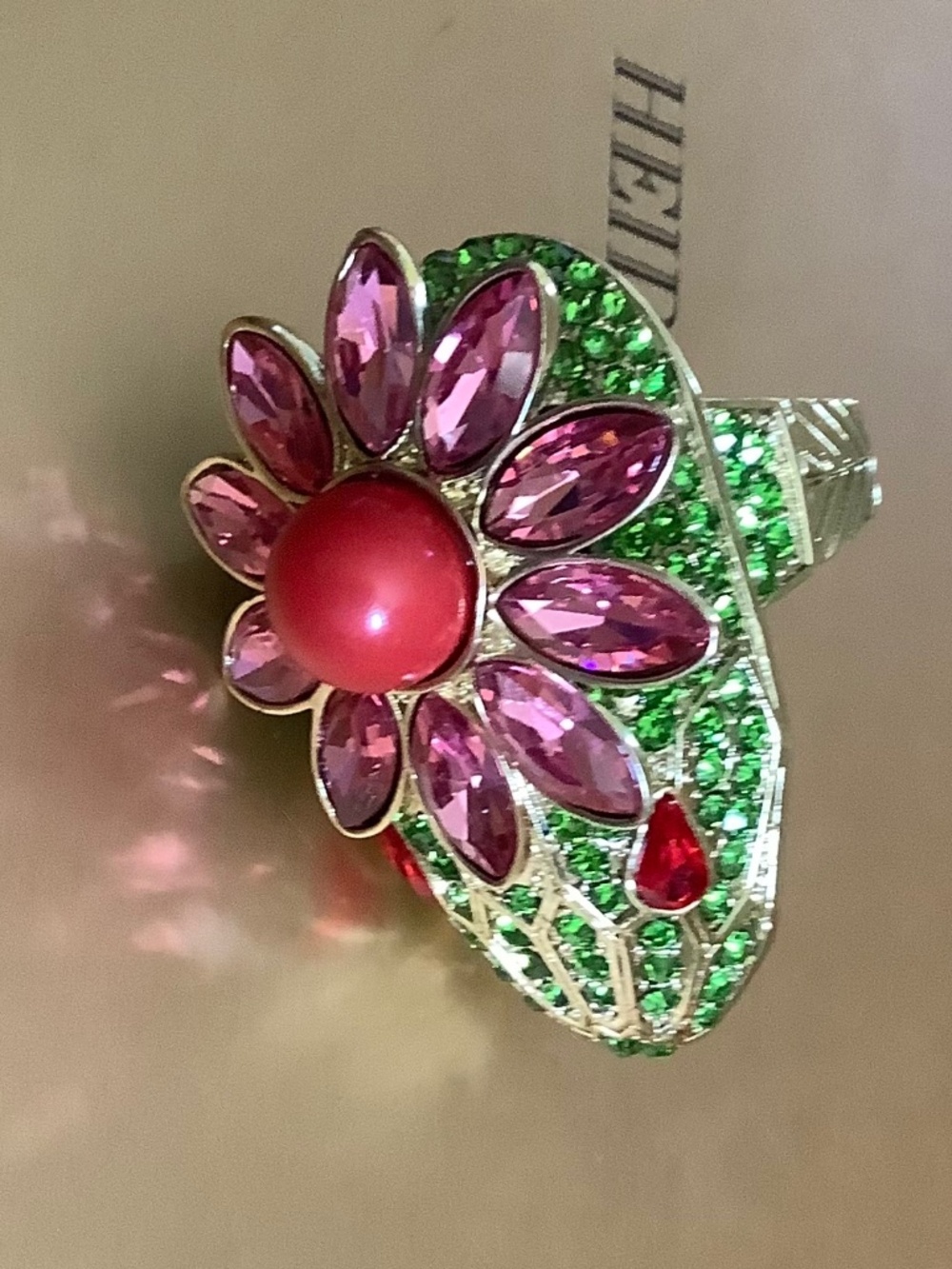 Heidi Daus Cersei Serpent Beaded Crystal Snake Ring SZ 10